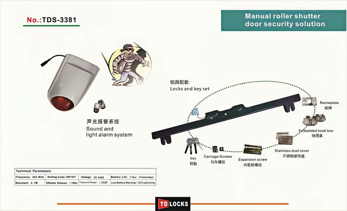 TDS-3381 Manual Roller Shutter Alarm System 
